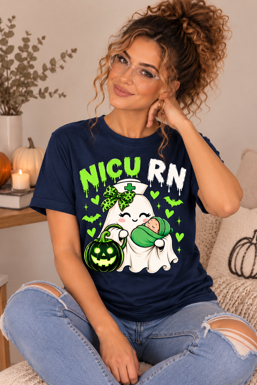 NICU RN Halloween Tee – Ghost Nurse & Baby Halloween Shirt